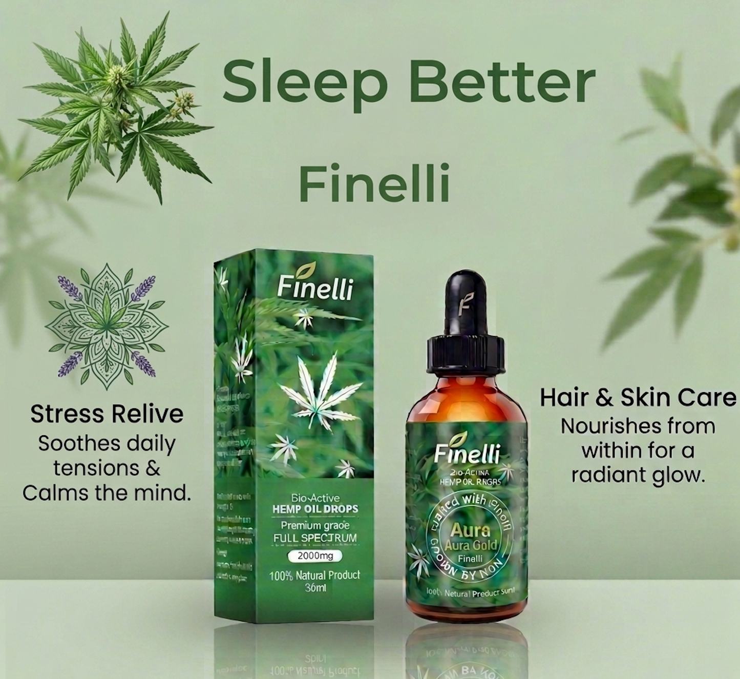 Finelli Aura Gold: for Stress Relief, Sleep, Hair & Skin Care